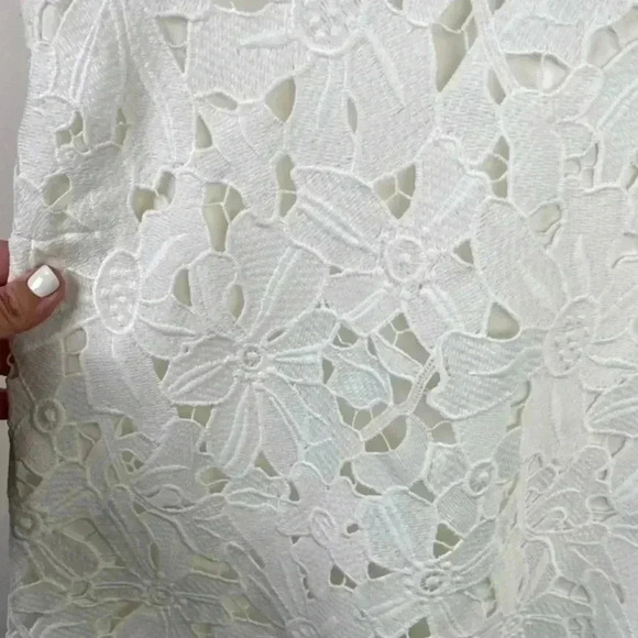 Luisa Cerano White Floral Eyelet Lace Sleeveless Sheath Dress - Picture 6 of 10